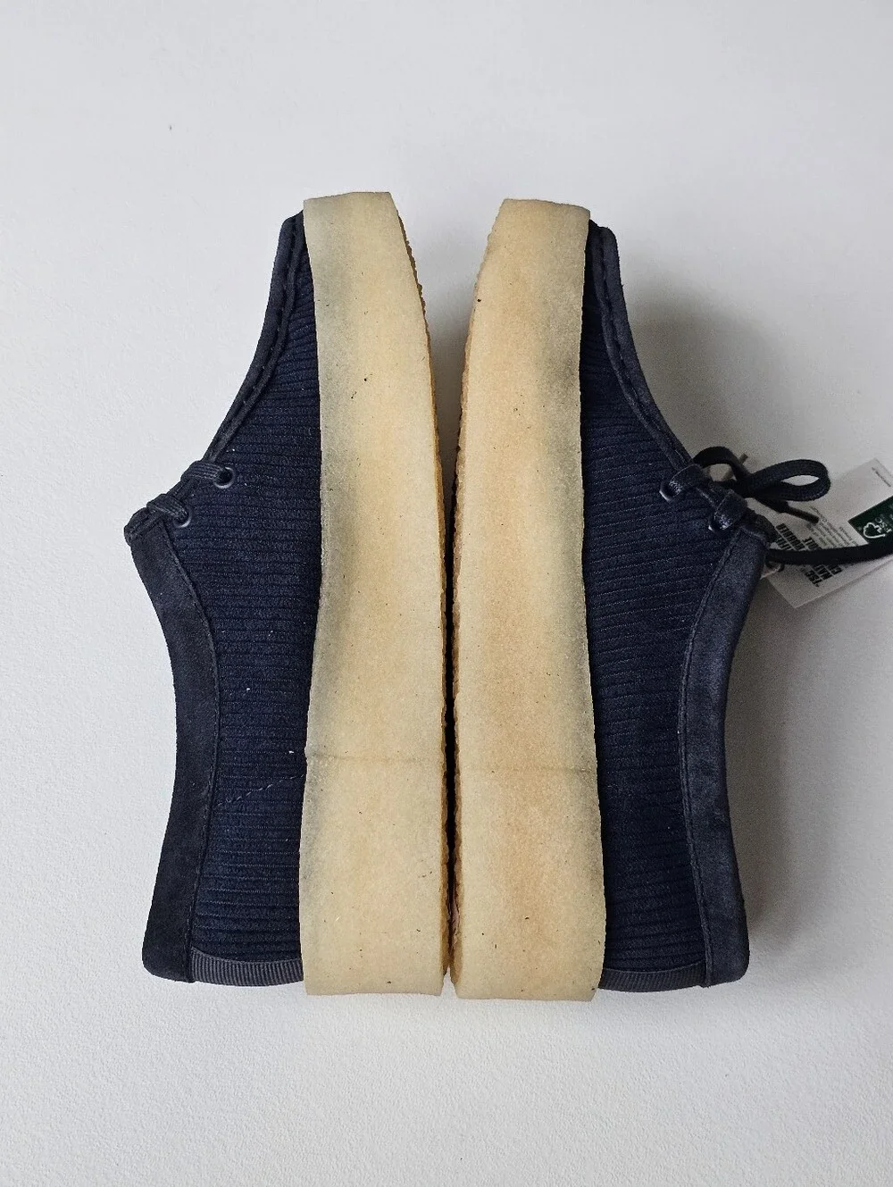 NWT Clarks Originals Wallabee Cup Navy Cord Platform Crepe Shoes Size 9